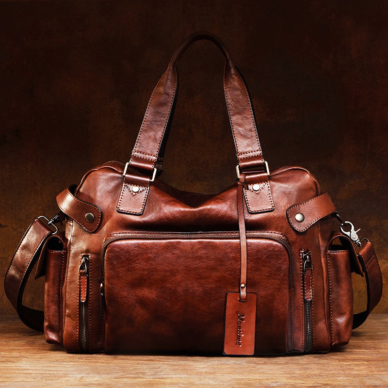 Vintage vegetable tanned leath - Canvas Backpack Casual 评论和价格