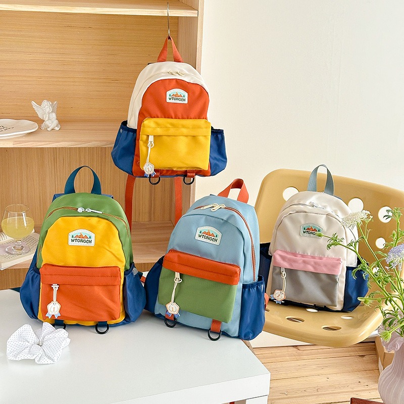 New Color Blocked Children's B - Canvas Backpack Casual 评论和价格